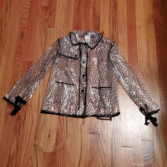 EUC! Milly Minis Resort 2013 Piped Polka Dot Polkadot Clear Raincoat - Picture 3 of 13